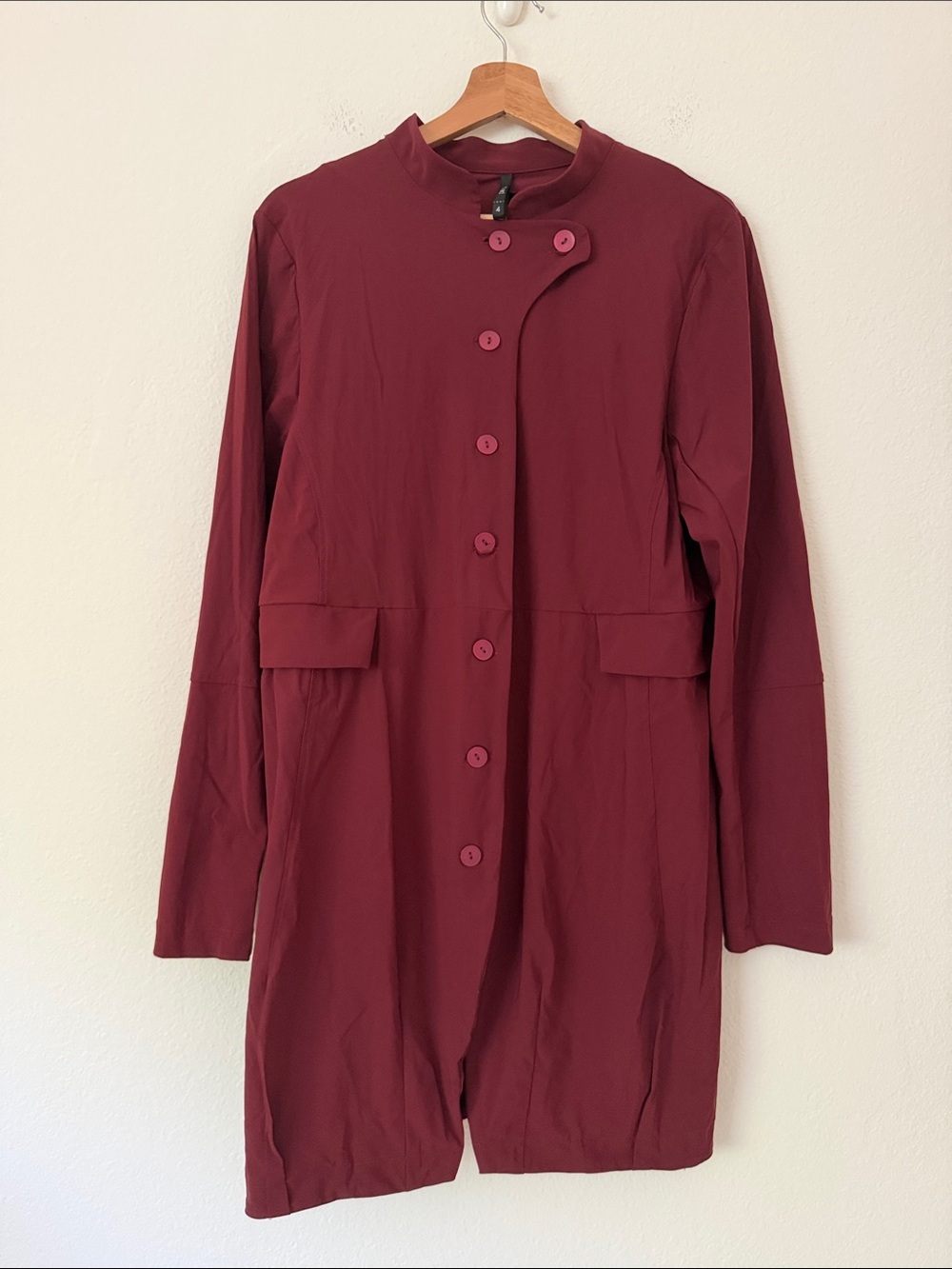 Porto SF Lagenlook Burgundy Red Long Sleeve Tunic Shirt Size 4 Large L Layering